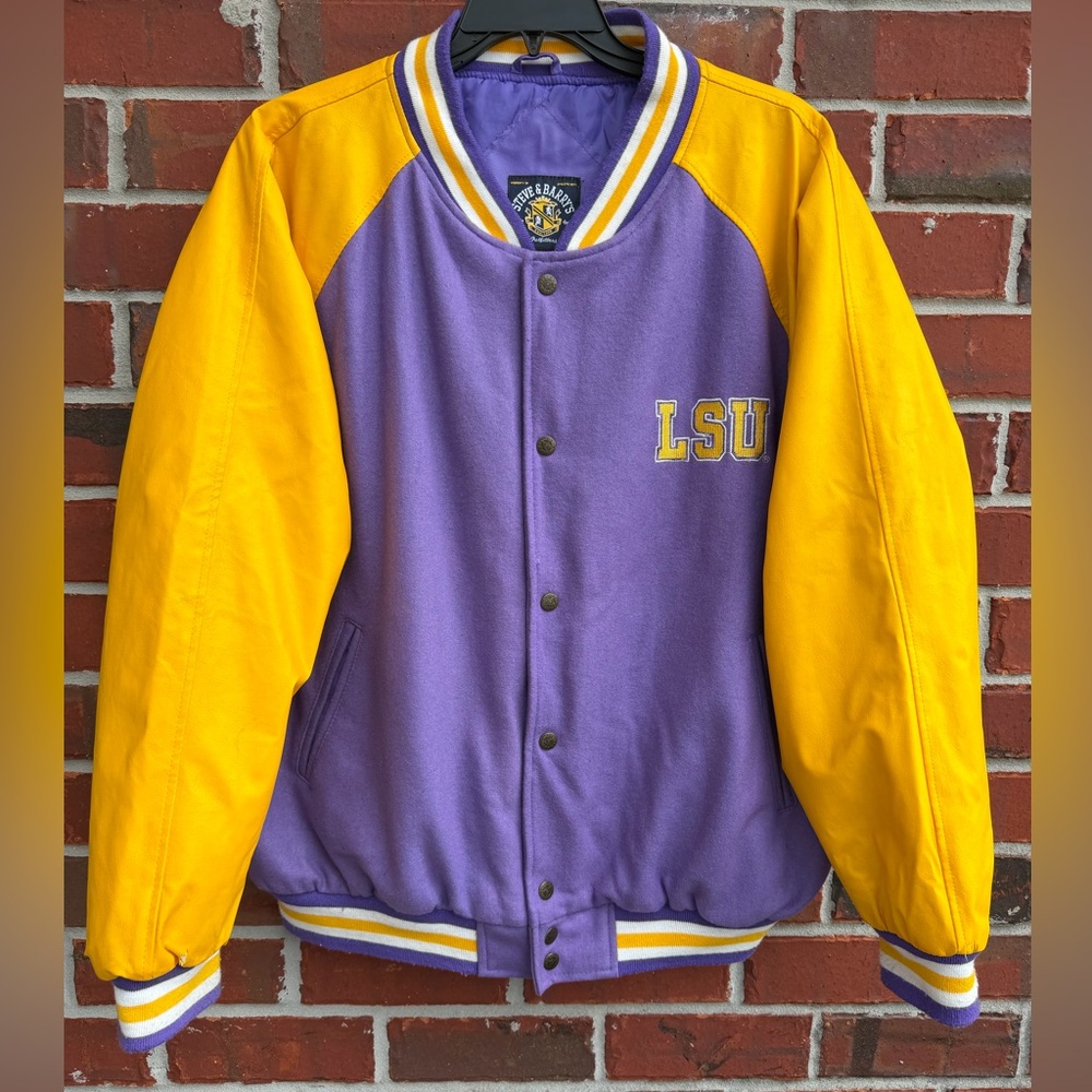 Vintage Steve & Barry's LSU Tigers Embroidered XL Snap Up Varsity Jacket T1 Note